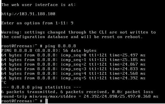 FreeNAS Config Static IP